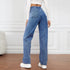 Women's High-Waisted Loose-Fit Straight-Leg Coated Jeans – Ankle-Length Winter Denim