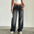 Women's Vintage Wide-Leg Denim Jeans – Low-Waist Loose-Fit Summer Pants