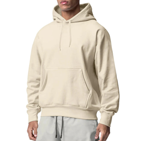 Men's Casual Hooded Sweatshirt – Full Sleeve, Solid Polyester, Comfortable and Fashionable Style