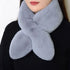 Women Girls Solid Color Cross Scarf Faux Rabbit Fur Plush Neck Scarf Thicken Shawl Neckerchief Wrap Winter Warm Neck Warmer