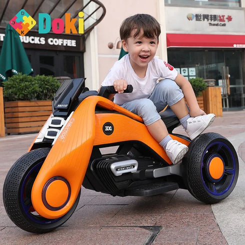 New Doki Electric Motorcycle for Boys and Girls - Sit On Toy Tricycle Hurricane for Children