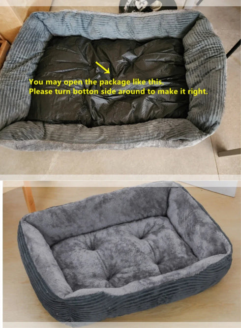 Square Plush Pet Bed - Kennel Sofa Cushion for Cat & Small Dog - Pet Supplies & Accessories
