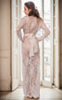 Sheer Floral Lace Long Sleeve Bridal Robe with Satin Waist Tie