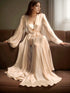 Unique Silky Shiny Crinkle Chiffon long Lingerie Robe dress