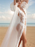 Soft Sparkling Tulle Lace Hem Robe Lingerie Set