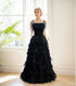 Spaghetti-straps Pleated bodice Ruffle Layered tutu soft tulle prom dress
