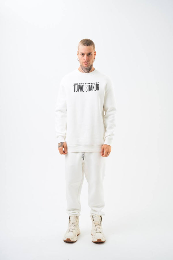 Tupac Shakur Oversized Sweatshirt: The Life & Death Graphic