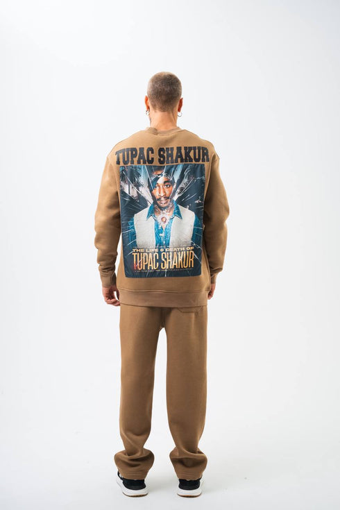 Tupac Shakur Oversized Sweatshirt: The Life & Death Graphic
