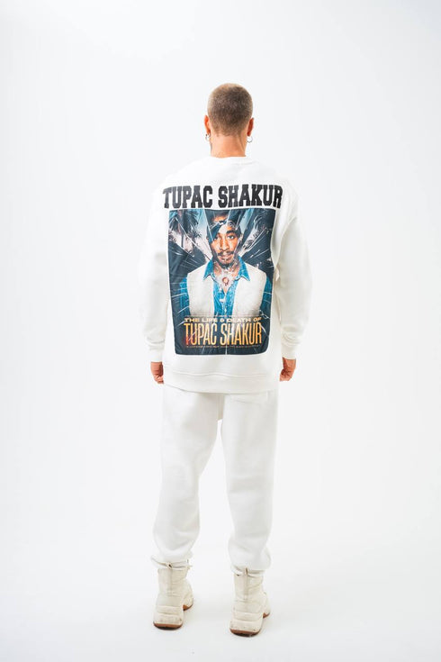 Tupac Shakur Oversized Sweatshirt: The Life & Death Graphic