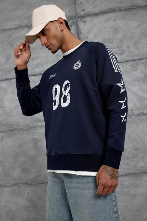 Unisex "98" Distressed Graphic Sweatshirt – Varsity Streetwear Pullover