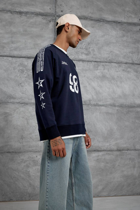 Unisex "98" Distressed Graphic Sweatshirt – Varsity Streetwear Pullover