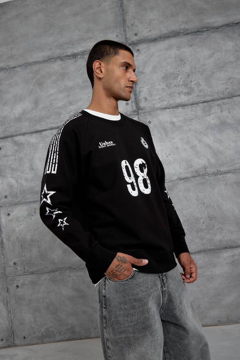 Unisex "98" Distressed Graphic Sweatshirt – Varsity Streetwear Pullover