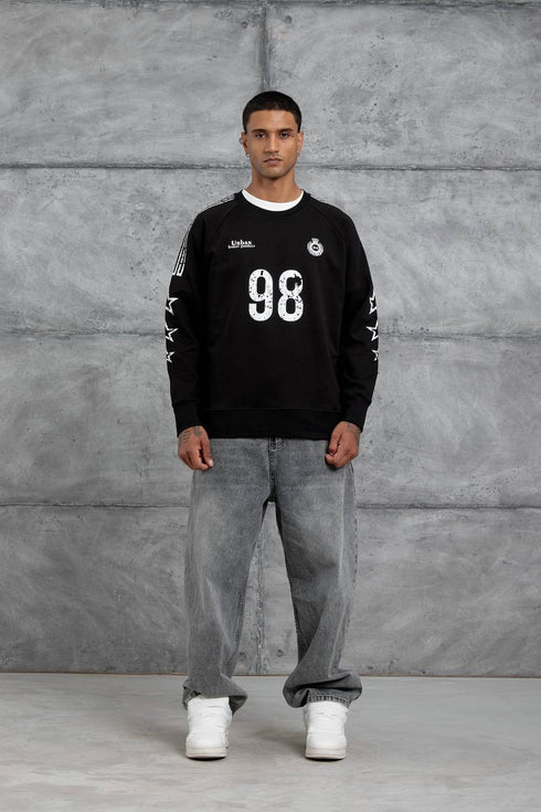 Unisex "98" Distressed Graphic Sweatshirt – Varsity Streetwear Pullover