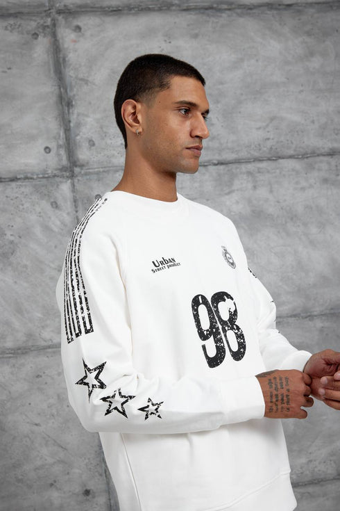 Unisex "98" Distressed Graphic Sweatshirt – Varsity Streetwear Pullover