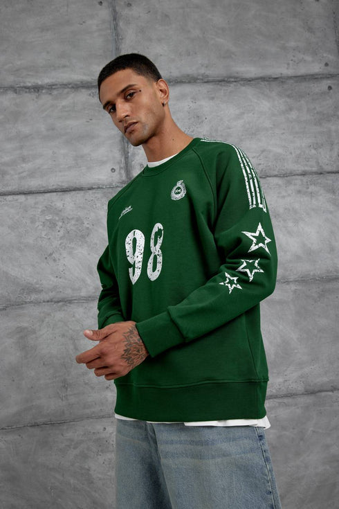 Unisex "98" Distressed Graphic Sweatshirt – Varsity Streetwear Pullover