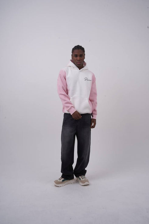 Unisex "Davis" Script Color Block Hoodie – Minimal Oversized Streetwear