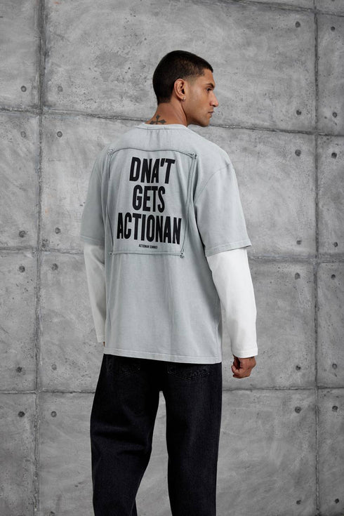 Unisex Layered Graphic T-Shirt – Distressed Boxy Long Sleeve