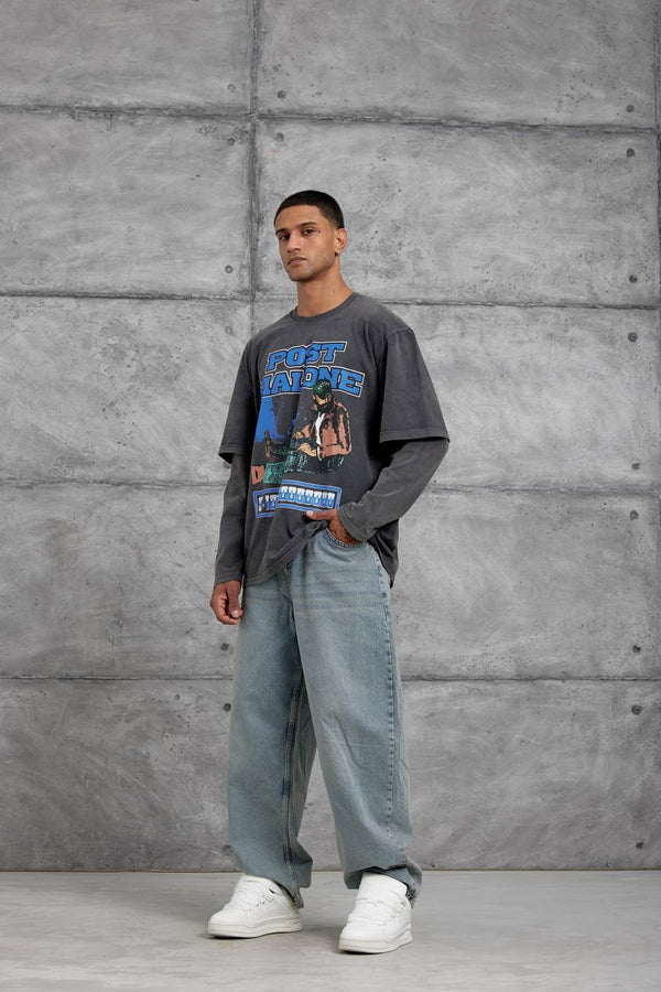 Unisex "Post Malone" Graphic T-Shirt – Layered Oversized Pullover