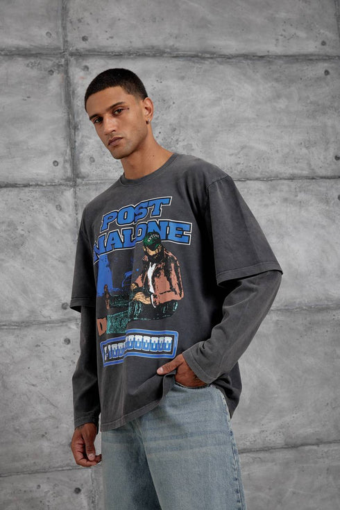 Unisex "Post Malone" Graphic T-Shirt – Layered Oversized Pullover