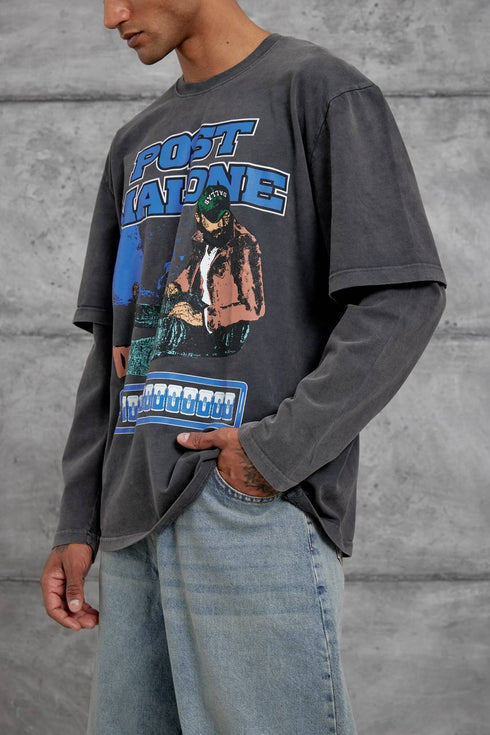 Unisex "Post Malone" Graphic T-Shirt – Layered Oversized Pullover