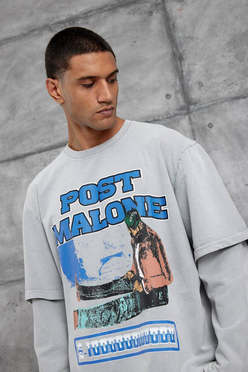 Unisex "Post Malone" Graphic T-Shirt – Layered Oversized Pullover