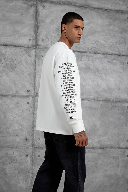 Unisex Text Sleeve Long-Sleeve T-Shirt – Urban Graphic Pullover