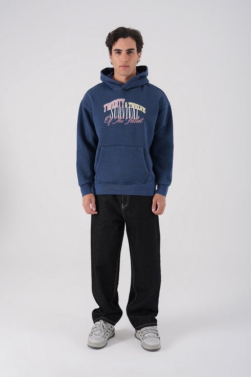 Unisex Washed Graphic Hoodie – "Survival of the Fittest" Print