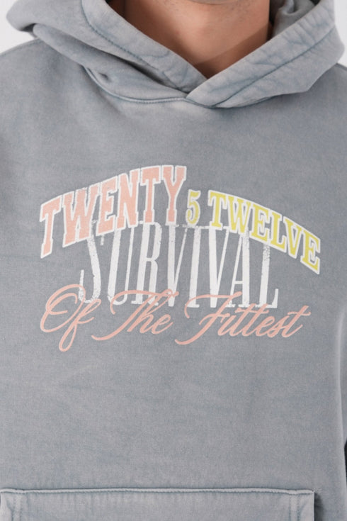 Unisex Washed Graphic Hoodie – "Survival of the Fittest" Print
