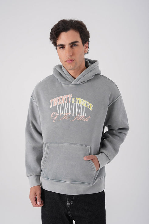 Unisex Washed Graphic Hoodie – "Survival of the Fittest" Print