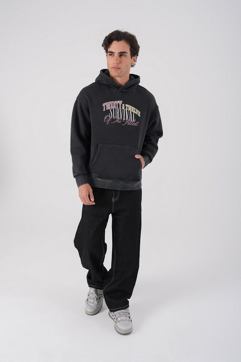 Unisex Washed Graphic Hoodie – "Survival of the Fittest" Print