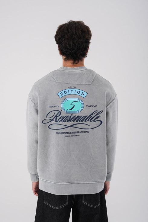 Unisex Washed Graphic Sweatshirt – "Reasonable" Back Print
