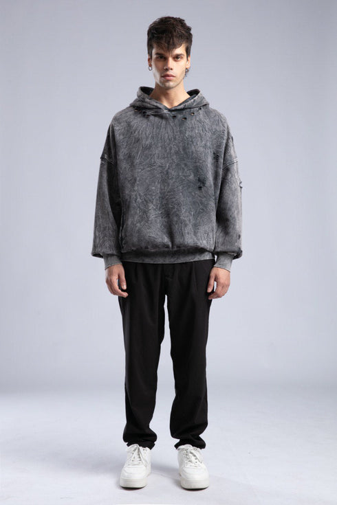 Vintage Distressed Hoodie - Oversized Washed Pullover Sweatshirt