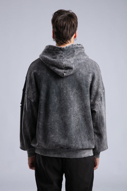 Vintage Distressed Hoodie - Oversized Washed Pullover Sweatshirt