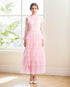 Vintage high neck Layered Ruffle tutu Skirt tulle prom dress with sleeves