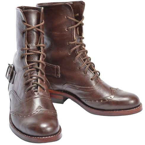 Brown Leather Victorian Ankle Boots