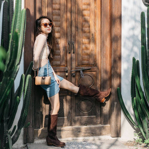 Brown Slouchy Suede Boots