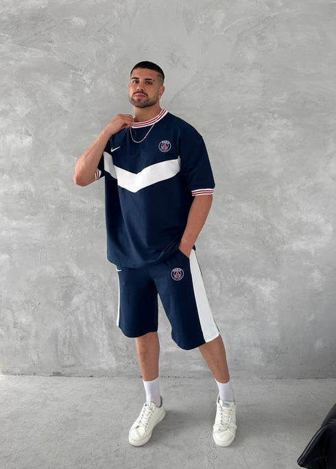 Chevron Victory Men's Polo & Shorts Set – Classic Football Style with Modern Edge