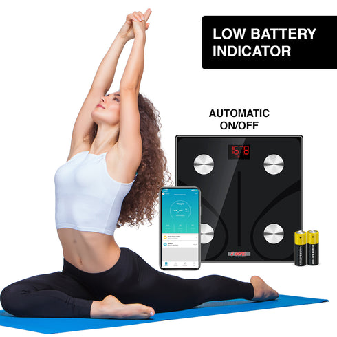 5 Core Scale for Body Weight Battery Power Smart Digital Most Accurate Fat Loss Machine Pesas Para Pesar Personas w App Sync - BBS DOT B BLK