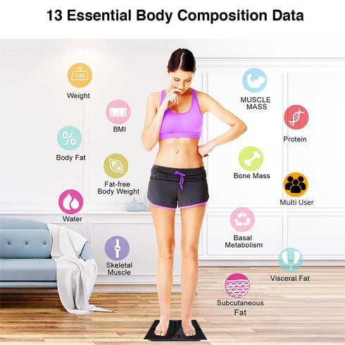 5 Core Scale for Body Weight Battery Power Smart Digital Most Accurate Fat Loss Machine Pesas Para Pesar Personas w App Sync - BBS DOT B BLK