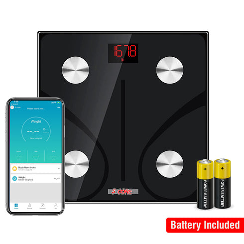 5 Core Scale for Body Weight Battery Power Smart Digital Most Accurate Fat Loss Machine Pesas Para Pesar Personas w App Sync - BBS DOT B BLK