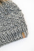 Gray Merino Wool Knit Hat with Faux Fur Pom Pom