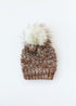 Pearl Gray Merino Wool Knit Hat with Faux Fur Pom Pom