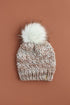 Pearl Gray Merino Wool Knit Hat with Faux Fur Pom Pom