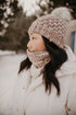 Pearl Gray Merino Wool Knit Hat with Faux Fur Pom Pom
