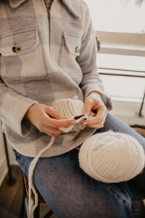 Ivory Peruvian Wool Knit Hat with Faux Fur Pom Pom