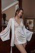 Victorian Style Lace Silky Lingerie Set - Elegant Night Dress & Robe in 3 Colors Next Day Shipping