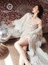 Ostrich Feather sequin mesh long robe dress with sequin nightgown pink ivory-size S-2XL next day shipping