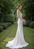 Goddess tie back Spaghetti-straps Mermaid satin wedding dress small train