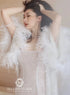 Ostrich Feather sequin mesh long robe dress with sequin nightgown pink ivory-size S-2XL next day shipping