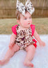 Brown cow & pink ruffle Romper